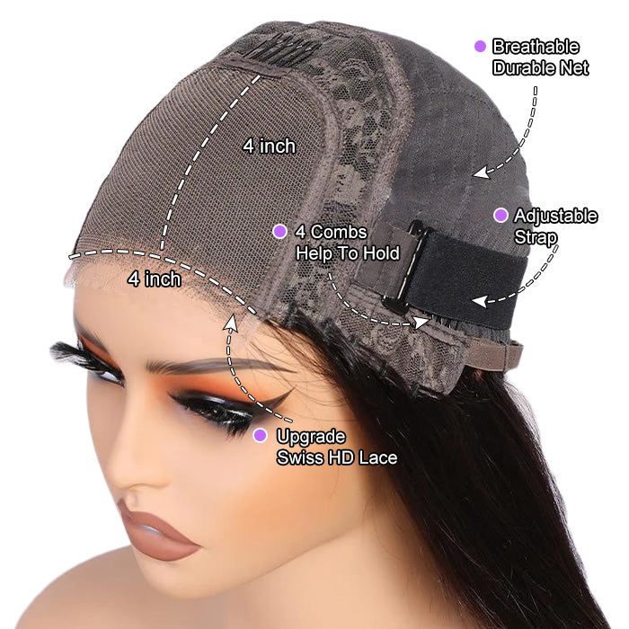 #1b/27 Blonde Highlights 4x4 HD Lace Closure Glueless Human Hair Wig