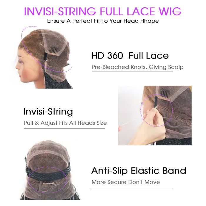 Full Lace Knotless Boho Curls Braided Long Wig Pre-Braid Lightweight Super Natural Scalp