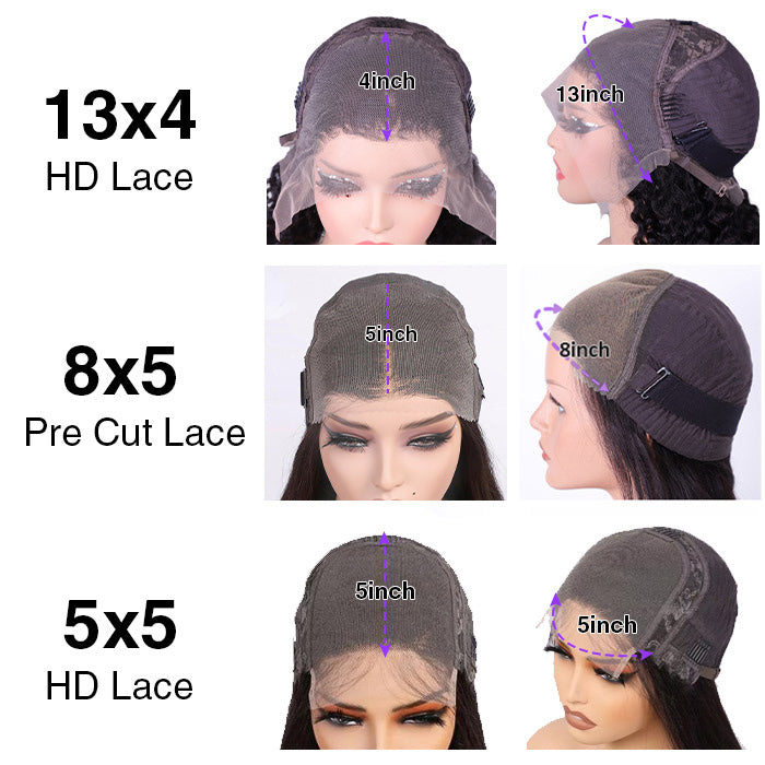 3 Wigs Set | Silky Straight 13x4 HD Lace Wig & 8x5 Glueless Lace Curly Short Bob Wigs & Straight 5x5 HD Lace Short Bob Wig