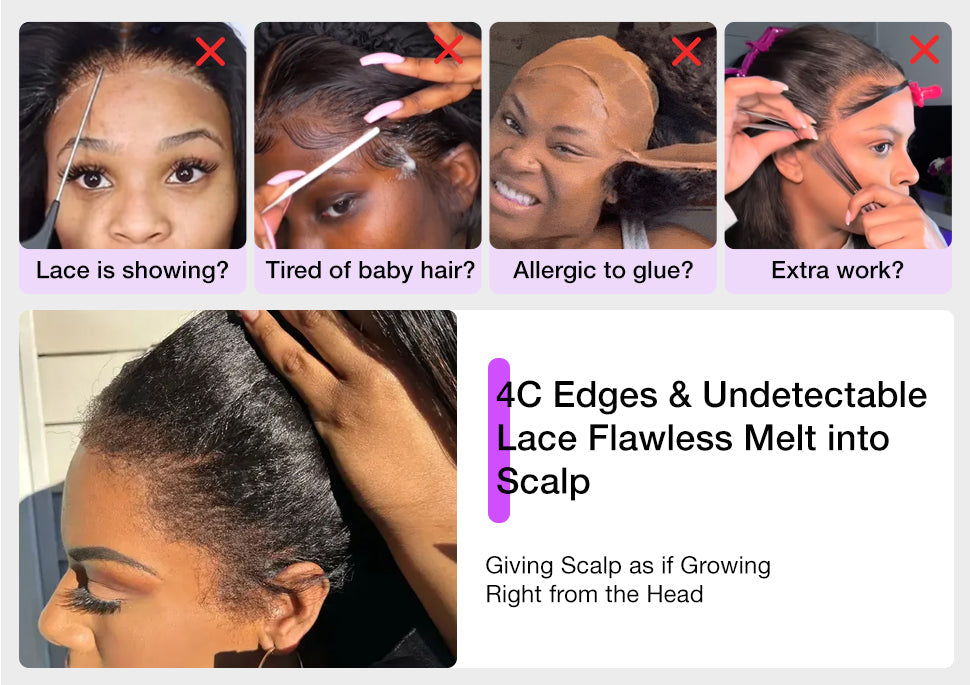 13x4 Lace Frontal Yaki Straight Pre Cut & Pre-Plucked Real Ear To Ear Pre-All Glueless Wig