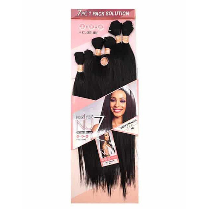 Bobbi Boss Forever NU 7 Weave - SOFT STRAIGHT 7 PCS (1 Pack Solution - 2x16/2x18/2x20+Closure)