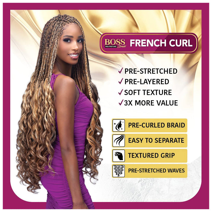 Bobbi Boss Knotless Pre-Stretched Braid - 3X FRENCH CURL 28"