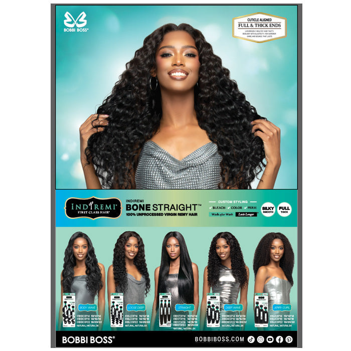 Bobbi Boss Indiremi 100% Unprocessed Virgin Remy Hair Weave Bone Straight - BODY WAVE MULTI
