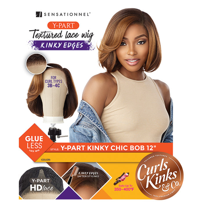 Sensationnel Curls Kinks & Co Glueless Textured HD Lace Front Wig - Y-PART KINKY CHIC BOB 12" - Kinky Edges
