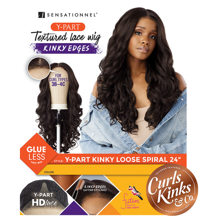 Sensationnel Curls Kinks Textured Lace Kinky Edges Glueless Y-Part HD Lace Front Wig -KINKY LOOSE SPIRAL 24"
