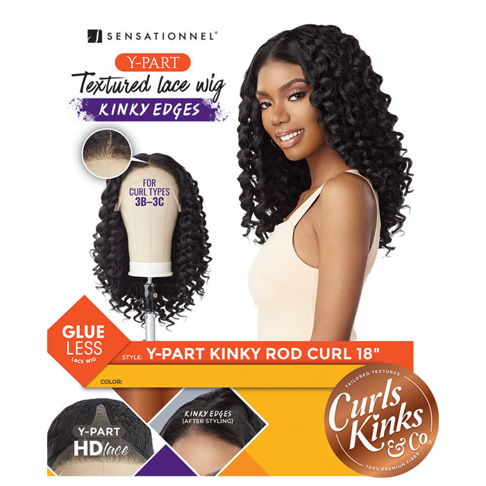 Sensationnel Curls Kinks Textured Glueless HD Lace Front Wig - Y-PART KINKY ROD CURL 18" - Kinky Edges