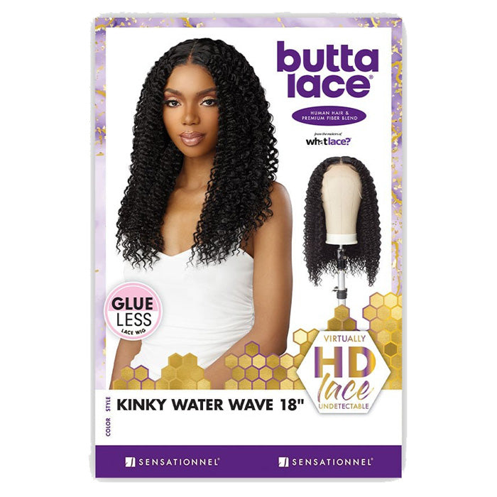 Sensationnel What Lace Butta Lace Human Hair Blend Glueless HD Lace Front Wig - KINKY WATER WAVE 18"
