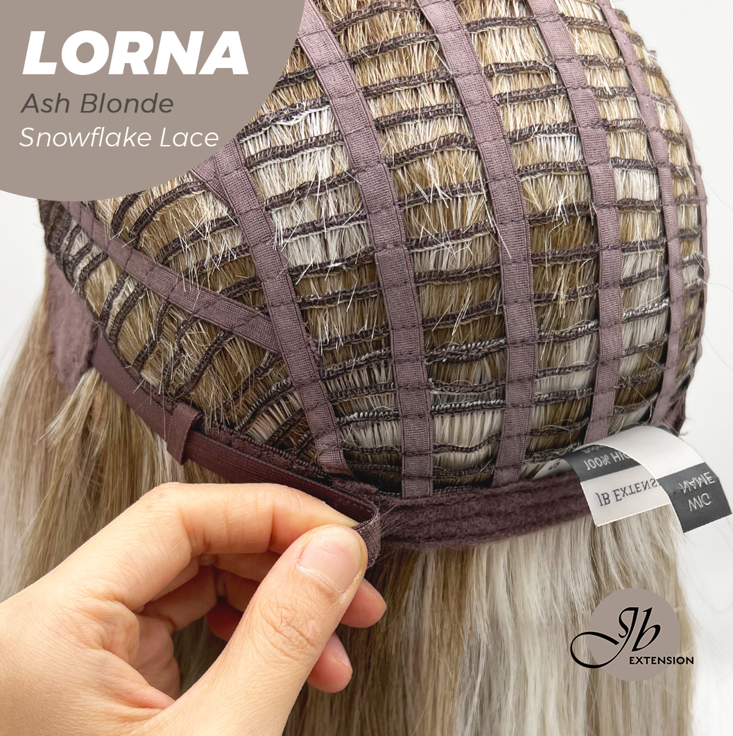 JBEXTENSION 18 Inches Ash Blonde Curly Pre-Cut Snowflake Lace Frontlace Glueless Wig LORNA SNOWFLAKE ASH BLONDE【PERMATEASE】【BENDY EAR TABS】