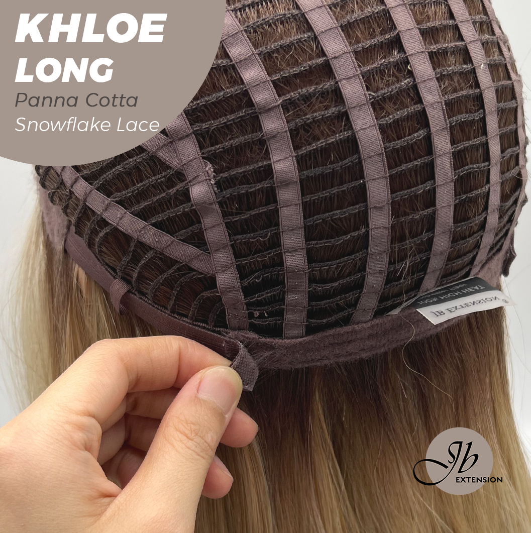 JBEXTENSION 18 Inches Panna Cotta Pre-Cut Snowflake Lace Frontlace Glueless Wig KHLOE LONG PANNA COTTA【PERMATEASE】【BENDY EAR TABS】