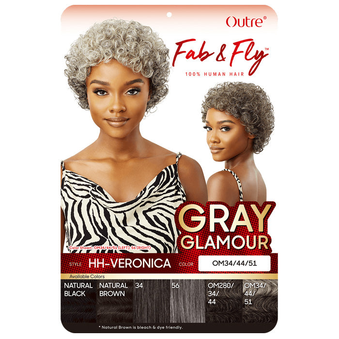 Outre 100% Human Hair Fab & Fly Gray Glamour Full Cap Wig VERONICA
