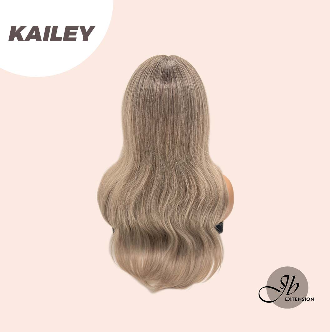 JBEXTENSION 25 Inches Curly Cold Blonde Wig With Bangs KAILEY