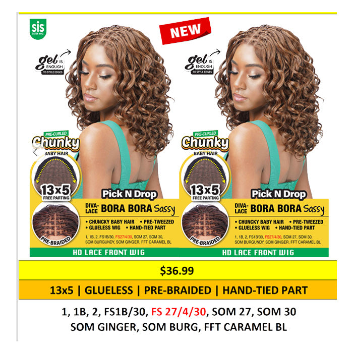 Chunky By Zury Sis Glueless 13x5 Pre-Braided HD Lace Front Wig - BORA BORA SASSY