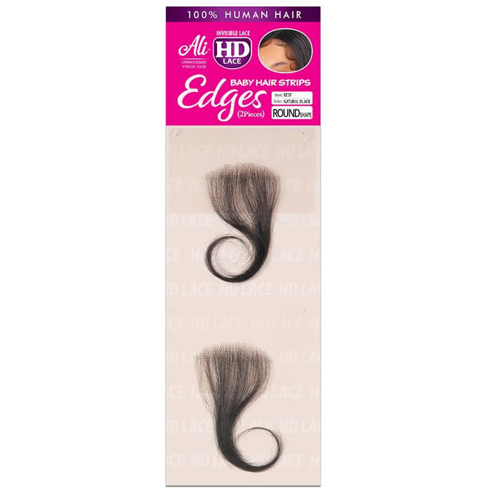 Ali 100% Human Hair HD Lace Baby Hair Strips Edges (2 pieces) - ROUND SHAPE