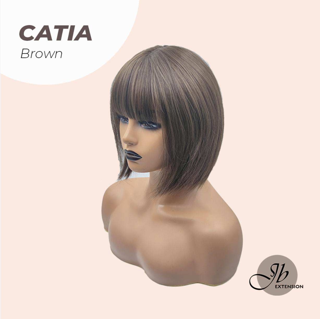 JBEXTENSION 10 Inches Short Bob Cut Brown Wig CATIA BROWN