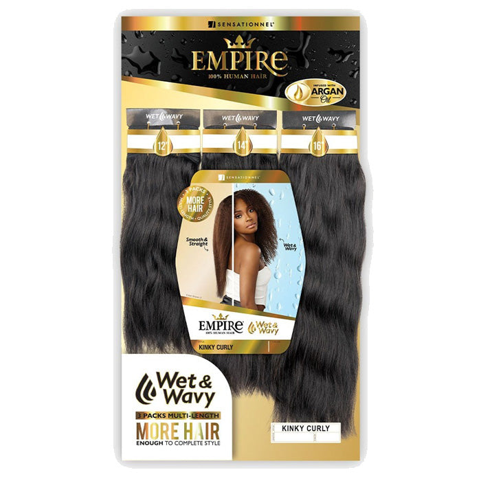 Sensationnel Empire Wet & Wavy 100% Human Hair Weave - KINKY CURLY - 3 Packs Multi-Length