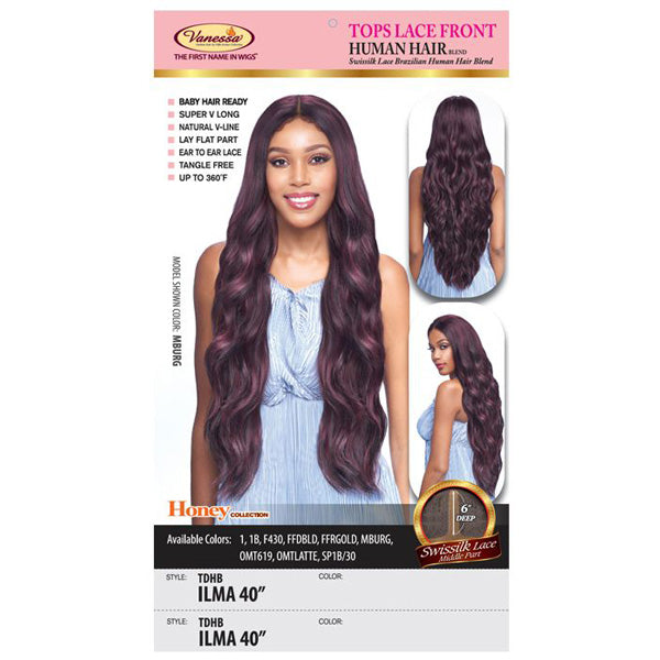 Vanessa Honey Brazilian Human Hair Blend Swissilk Tops Lace Front Wig - TDHB ILMA 40
