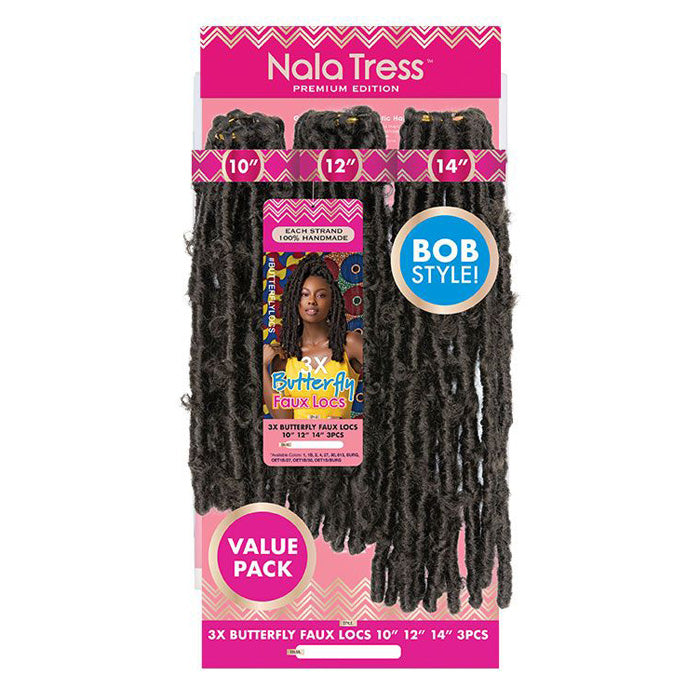 Janet Collection Nala Tress Crochet Braid Handmade Strand Bob Style - 3X BUTTERFLY FAUX LOCS 10/12/14 3 PCS