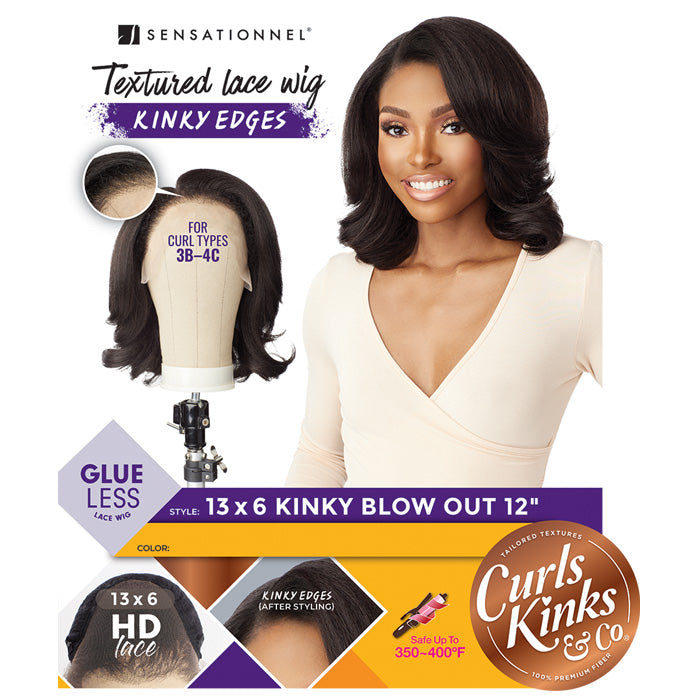 Sensationnel Curls Kinks Glueless HD 13x6 Lace Front Wig - 13x6 KINKY BLOW OUT 12" - Kinky Edges