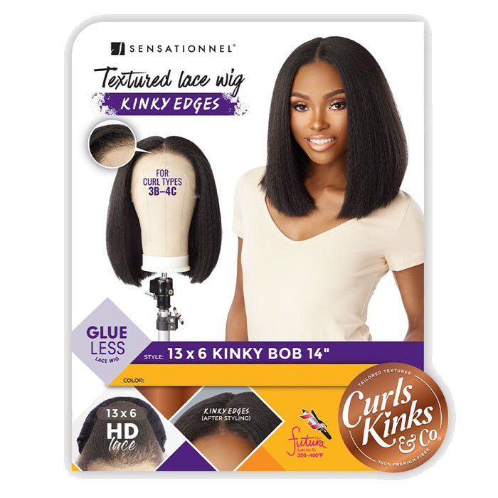 Sensationnel Curls Kinks Texture Glueless 13x6 HD Lace Front Wig - 13x6 KINKY BOB 14 - Kinky Edges