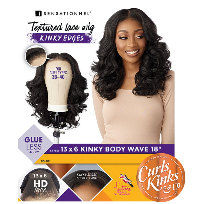 Sensationnel Curls Kinks Glueless 13x6 HD Lace Front Wig - 13x6 KINKY BODY WAVE 18"