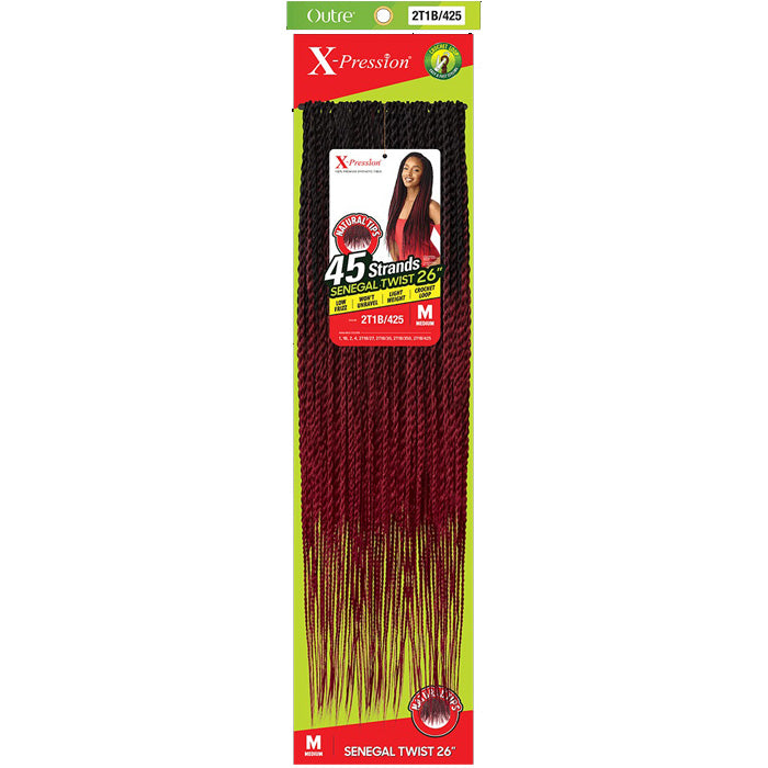Outre X-Pression Pre Looped Crochet Braid - SENEGAL TWIST MEDIUM NATURAL TIP 14-26 Inch
