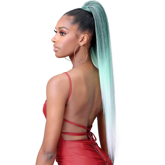 Bobbi Boss Human Hair Blend Tress Up Ponytail YAKY STRAIGHT 32"