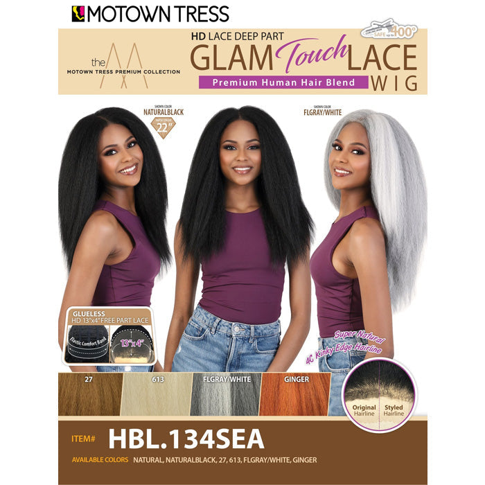 Motown Tress Glam Touch Human Hair Blend 13x4 Glueless HD Lace Wig - HBL.134 SEA