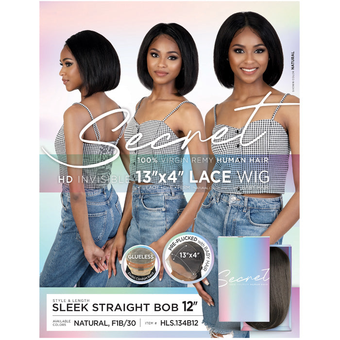 Motown Tress Secret Glueless 100% Virgin Remy Human Hair 13x4 HD Lace Front Wig - SLEEK STRAIGHT BOB 12"
