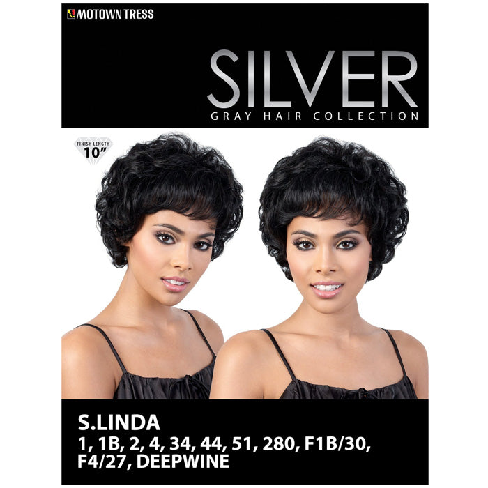 Motown Tress Human Hair Silver Gray Hair Collection Wig - S.LINDA