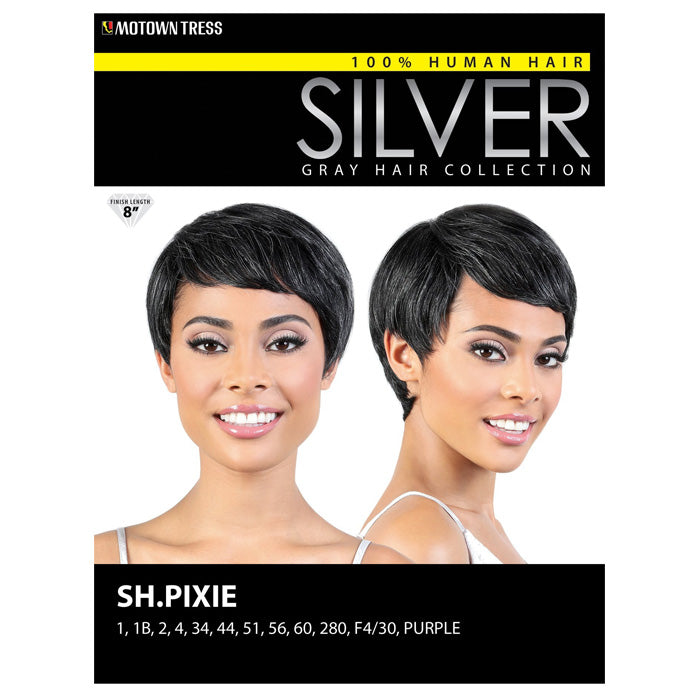 Motown Tress Human Hair Silver Gray Hair Collection Wig - SH PIXIE
