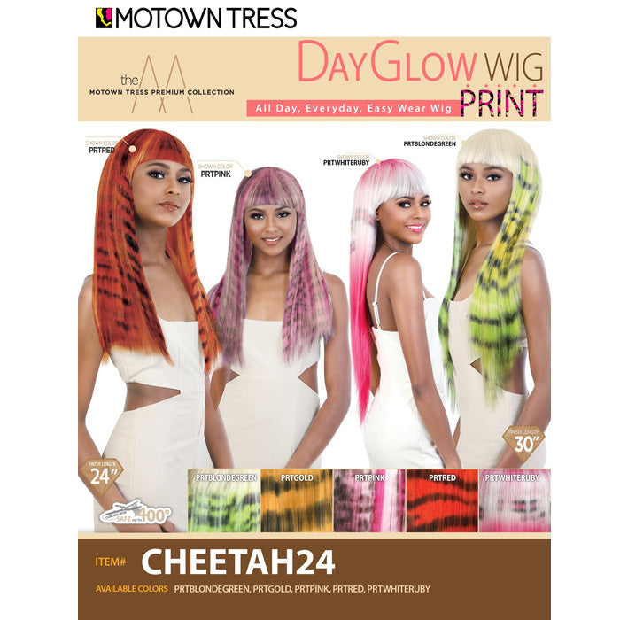 Motown Tress Day Glow Wig Print Full Wig - CHEETAH 24"