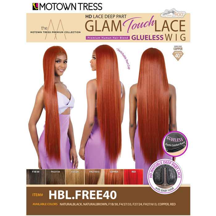 Motown Tress Glam Touch Lace Glueless Human Hair Premium Blend HD Lace Deep Part Wig - HBL.FREE40