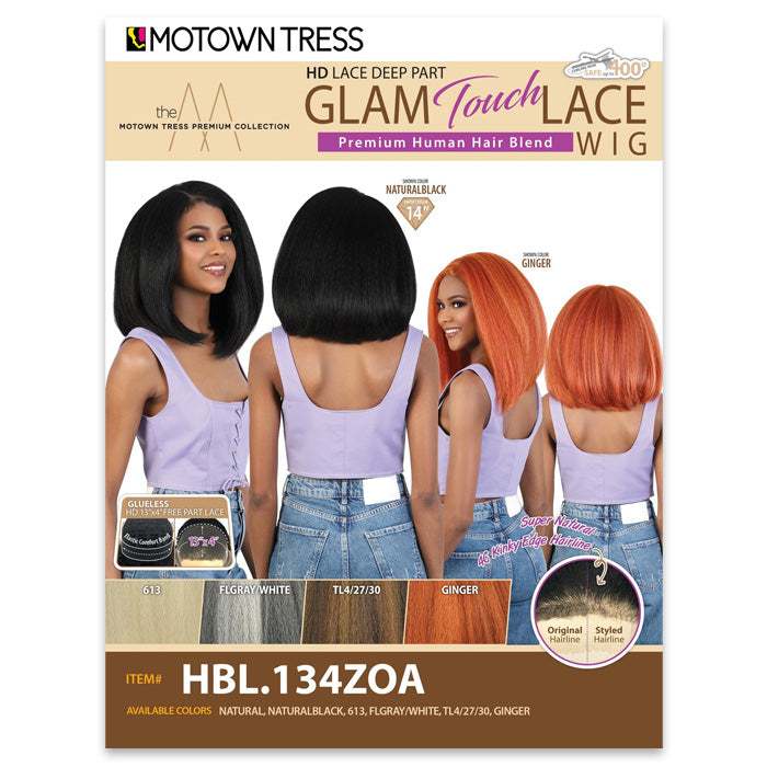 Motown Tress Glam Touch Lace Glueless Human Hair Blend HD 13x4 Lace Front Wig- HBL 134ZOA