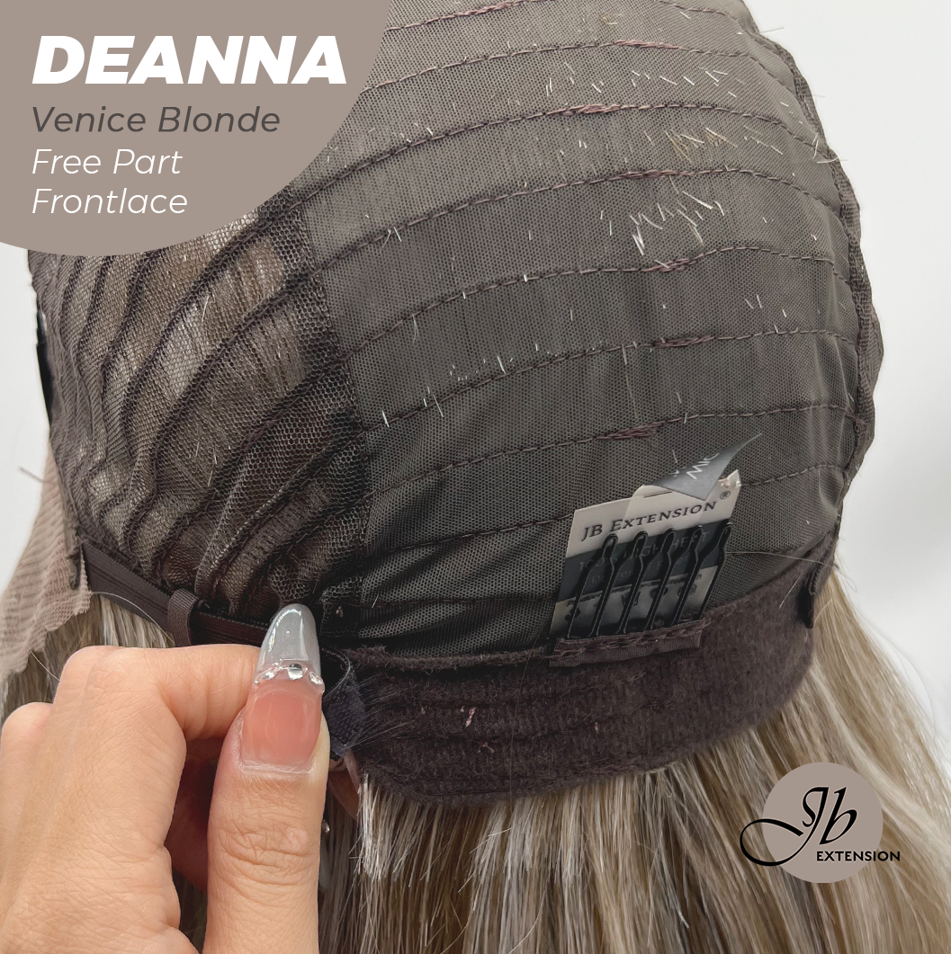 JBEXTENSION 28 Inches Long Venice Blonde Curly Pre-Cut Free Part Frontlace Glueless Wig DEANNA VENICE BLONDE