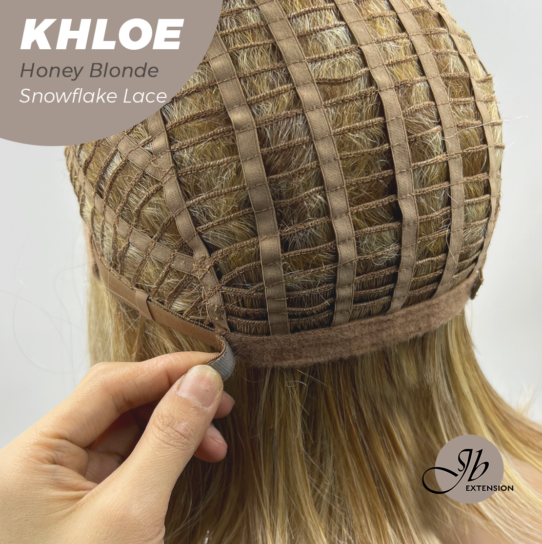 HOT OF SEASON - 12 Inches Bob Cut Honey Blonde Pre-Cut Snowflake Lace Frontlace Glueless Wig KHLOE HONEY BLONDE【PERMATEASE】【BENDY EAR TABS】