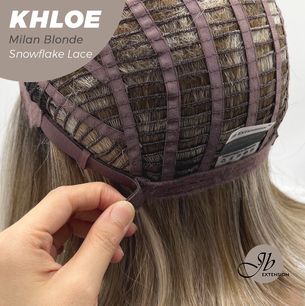 JBEXTENSION 12 Inches Bob Cut Milan Blonde Pre-Cut Snowflake Lace Frontlace Glueless Wig KHLOE MILAN BLONDE【PERMATEASE】【BENDY EAR TABS】