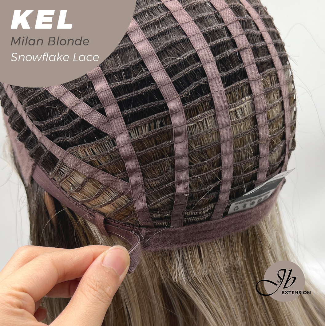 JBEXTENSION 22 Inches Milan Blonde Pre-Cut Snowflake Lace Frontlace Glueless Wig KEL MILAN BLONDE【PERMATEASE】【BENDY EAR TABS】- M/L