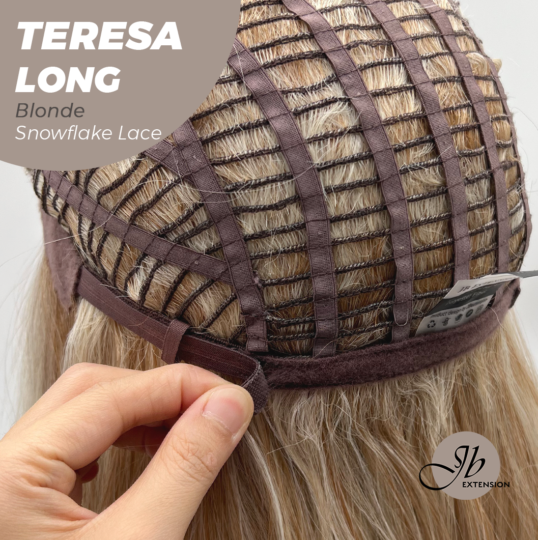 JBEXTENSION 22 Inches Long Blonde Pre-Cut Snowflake Lace Frontlace Glueless Wig TERESA LONG BLONDE【PERMATEASE】【BENDY EAR TABS】- M/L