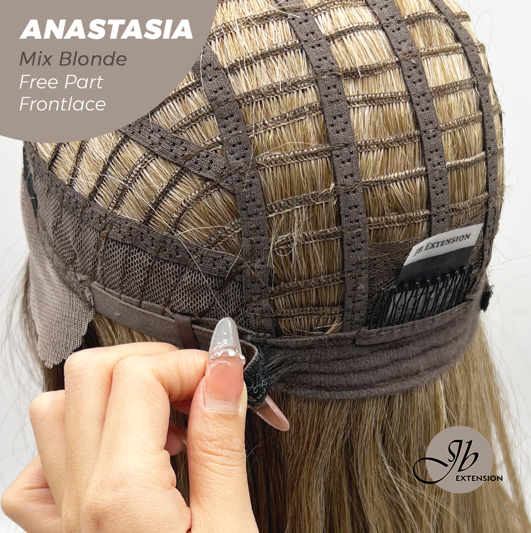 JBEXTENSION 20 Inches Mix Blonde Curly Pre-Cut 13X3 Lace Free Part Frontlace Glueless Wig ANASTASIA MIX BLONDE