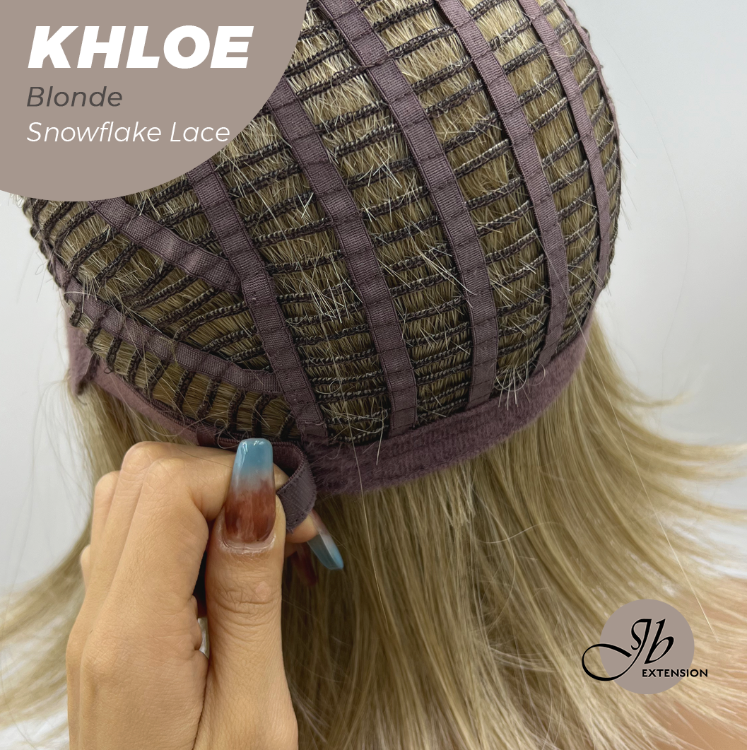 JBEXTENSION 12 Inches Bob Cut Blonde Pre-Cut Snowflake Lace Frontlace Glueless Wig KHLOE BLONDE【PERMATEASE】【BENDY EAR TABS】