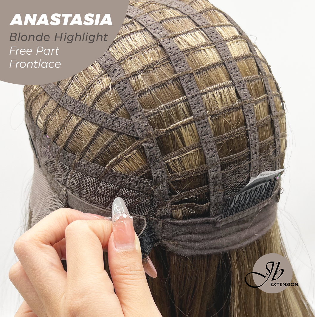 JBEXTENSION 20 Inches Blonde Highlight Curly Pre-Cut 13X3 Lace Free Part Frontlace Glueless Wig ANASTASIA BLONDE HIGHLIGHT