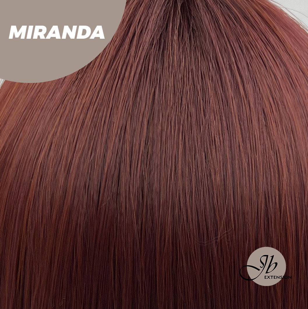 JBEXTENSION 22 Inches Dark Red Curly Wig With Bangs MIRANDA