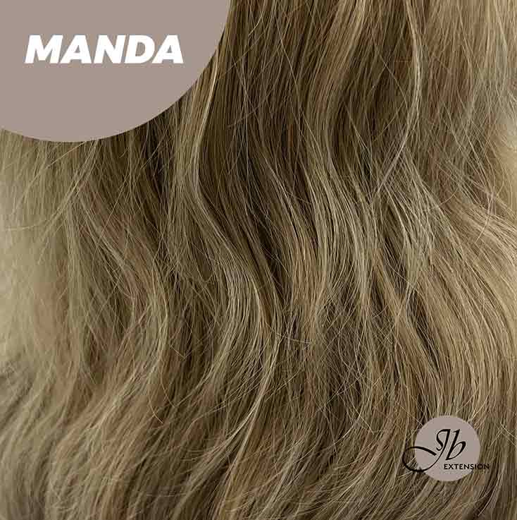 Get the Influencer Look with JBEXTENSION 26 Inches Mix Blonde With Dark Root Body Wave With Bangs MANDA