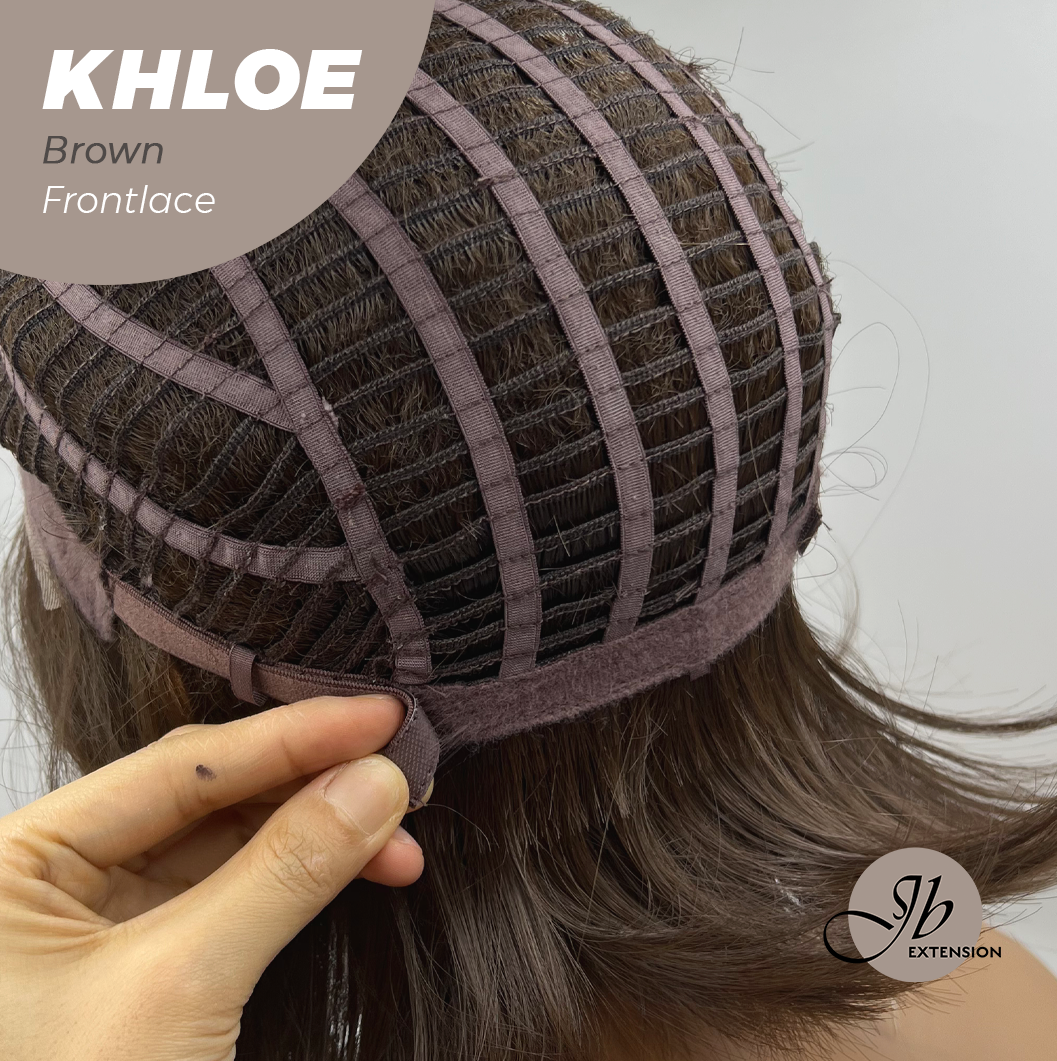 JBEXTENSION 12 Inches Bob Cut Brown Pre-Cut Snowflake Lace Frontlace Glueless Wig KHLOE BROWN【PERMATEASE】【BENDY EAR TABS】