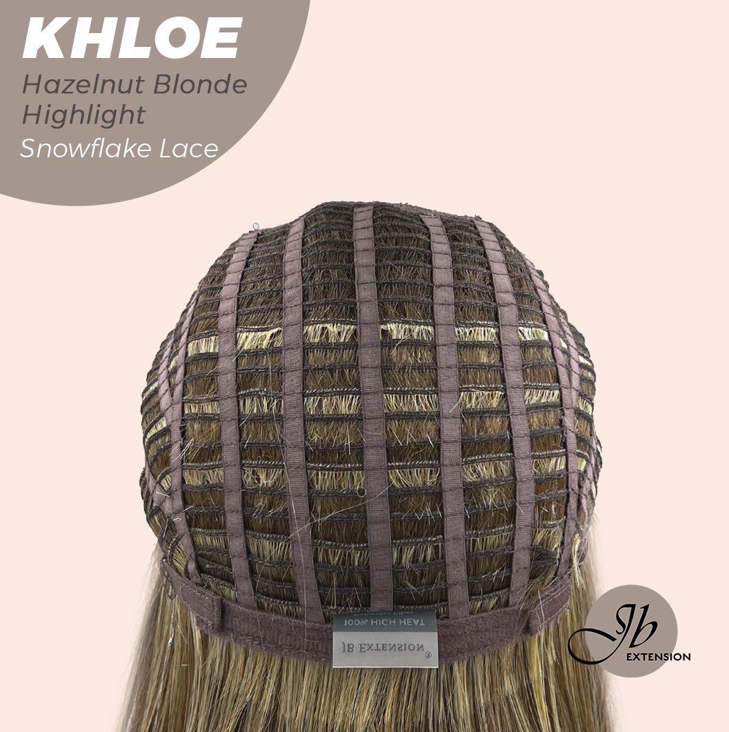 HOT OF SEASON - 12 Inches Bob Cut Hazelnut Blonde Highlight Pre-Cut Snowflake Lace Frontlace Glueless Wig KHLOE HAZELNUT【PERMATEASE】【BENDY EAR TABS】
