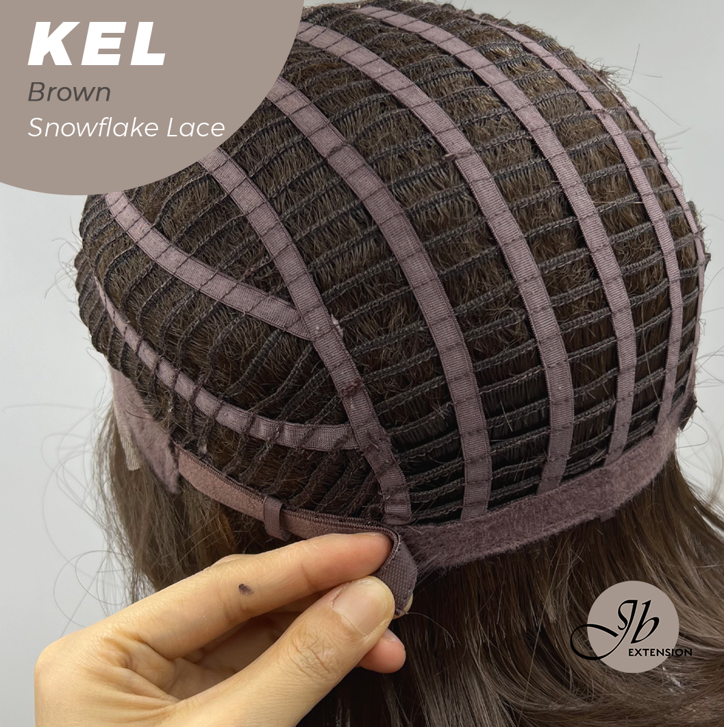 JBEXTENSION 22 Inches Brown Pre-Cut Snowflake Lace Frontlace Glueless Wig KEL BROWN【PERMATEASE】【BENDY EAR TABS】- M/L
