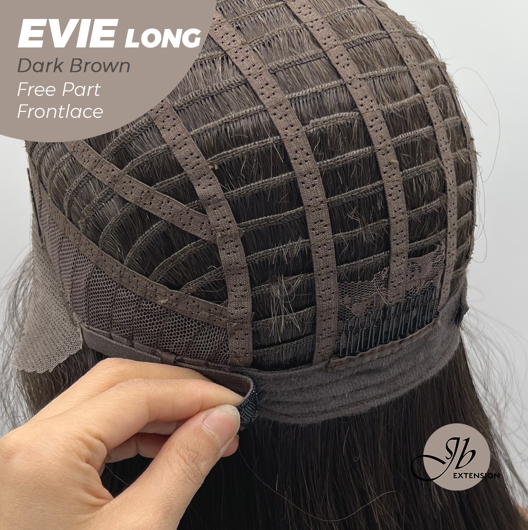 JBEXTENSION 26 Inches Dark Brown Pre-Cut Free Part Frontlace Glueless Wig EVIE LONG