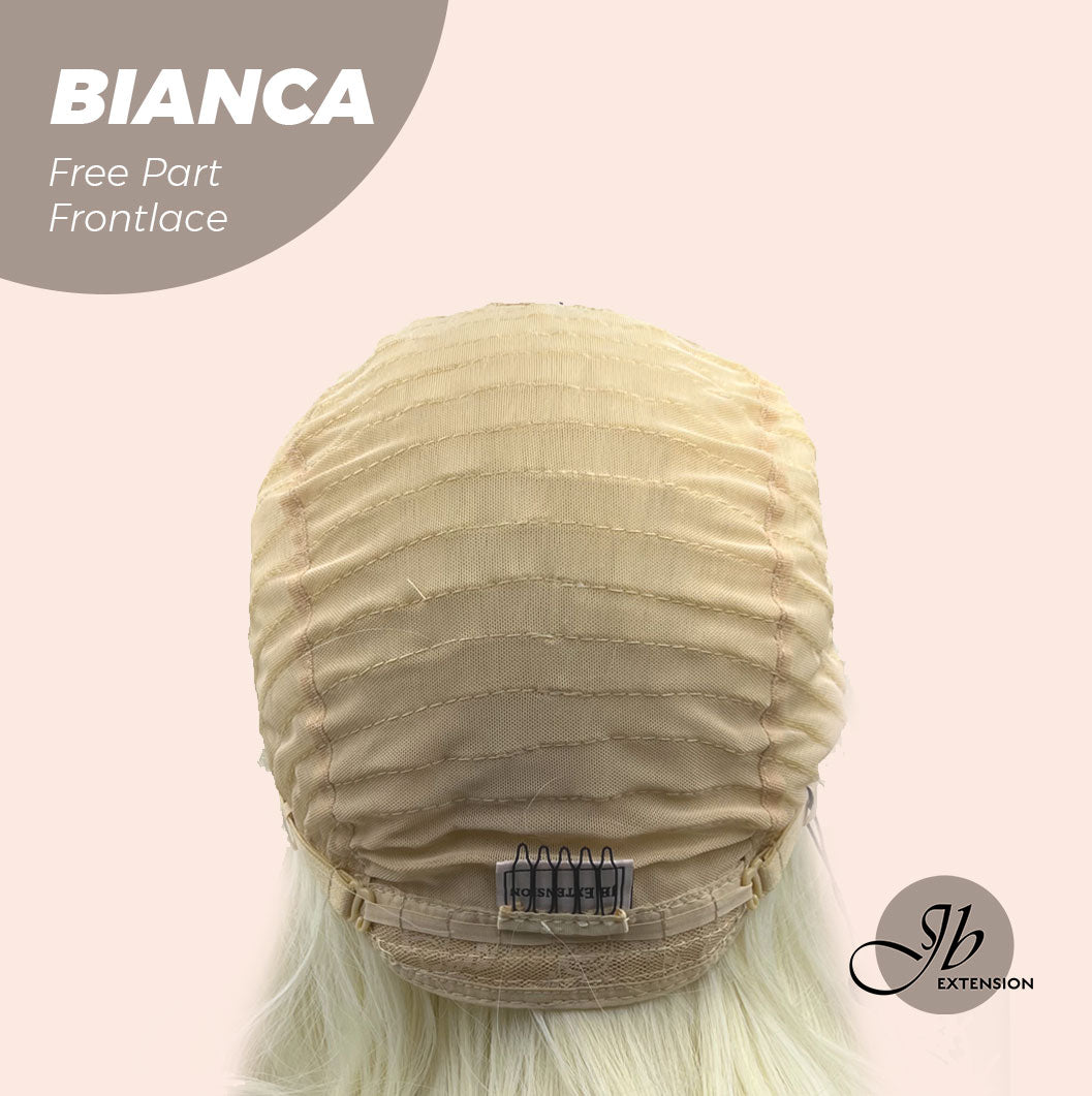 JBEXTENSION 16 Inches Platinum Blonde Wave Free Part Pre-Cut Frontlace Glueless Wig BIANCA