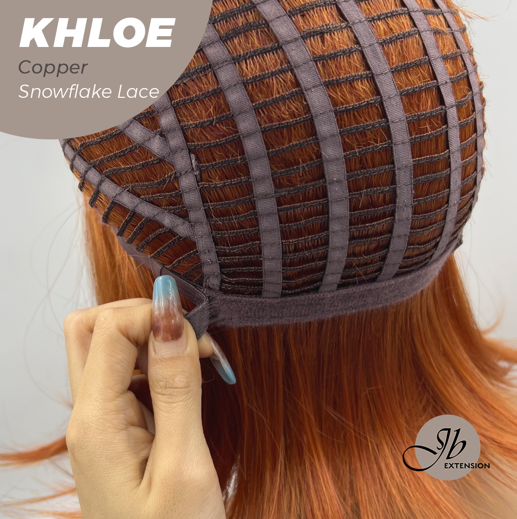 HOT OF SEASON - 12 Inches Bob Cut Copper Pre-Cut Snowflake Lace Frontlace Glueless Wig KHLOE COPPER【PERMATEASE】【BENDY EAR TABS】
