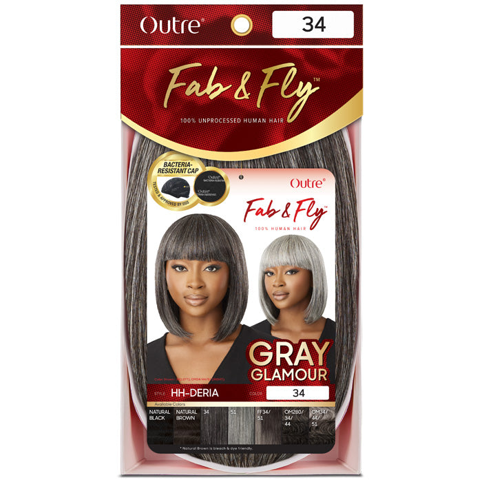 Outre Fab & Fly 100% Human Hair Gray Glamour Full Wig - HH-DERIA